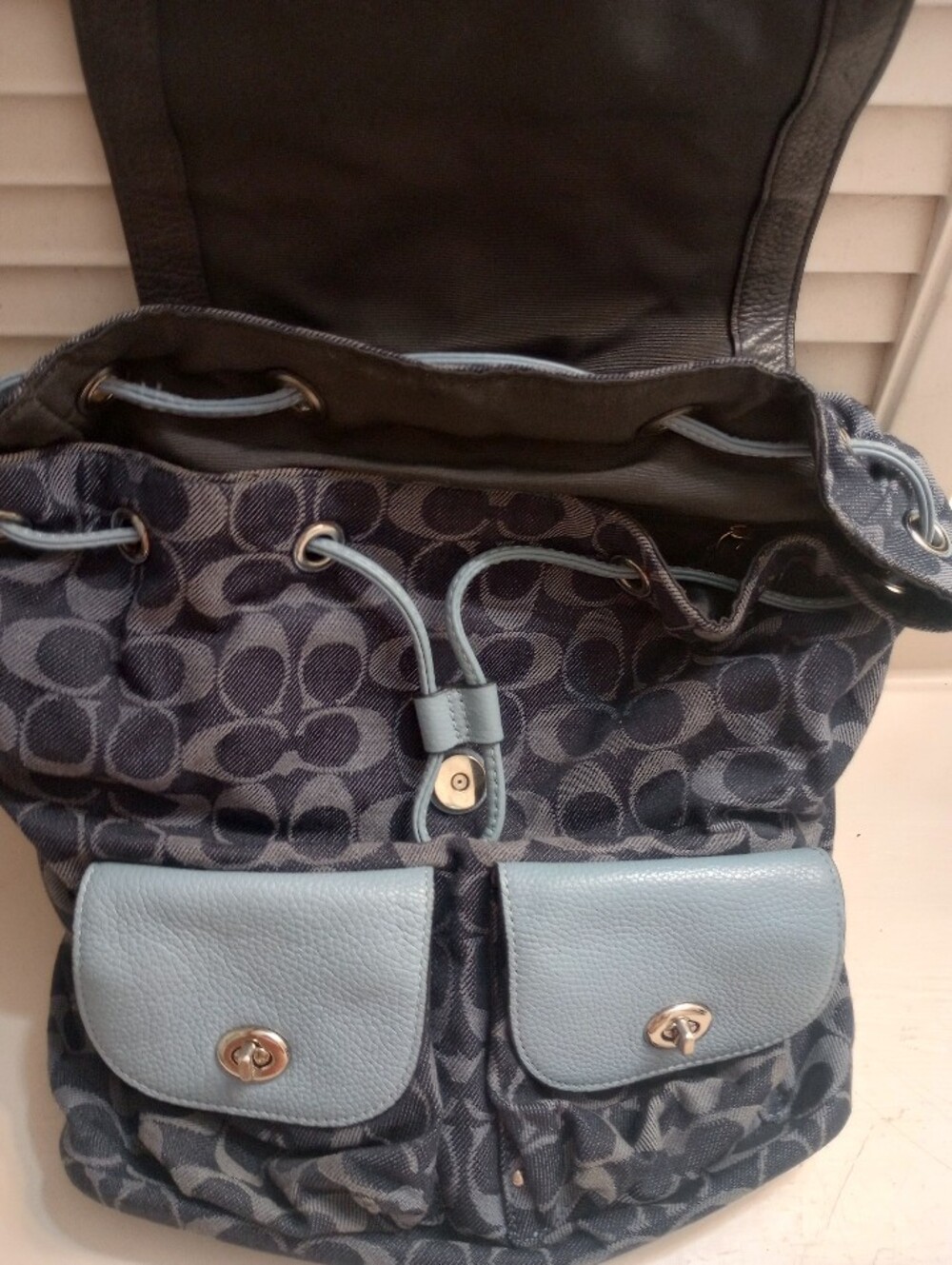 Coach Denim And Leather Blue Women's Backpack F25892 - Picture 4 of 10